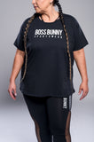 Round Neck Boss Bunny Short Sleeve Flowy Workout T-Shirt - Boss Bunny Sportswear