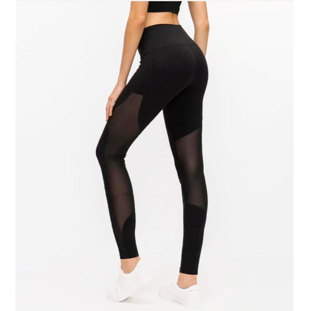 Final Sale Long Leggings with Mesh Accents