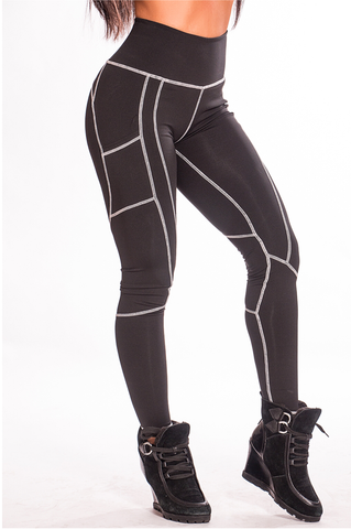 Gray Stitch Black Fitness Leggings - Boss Bunny Sportswear